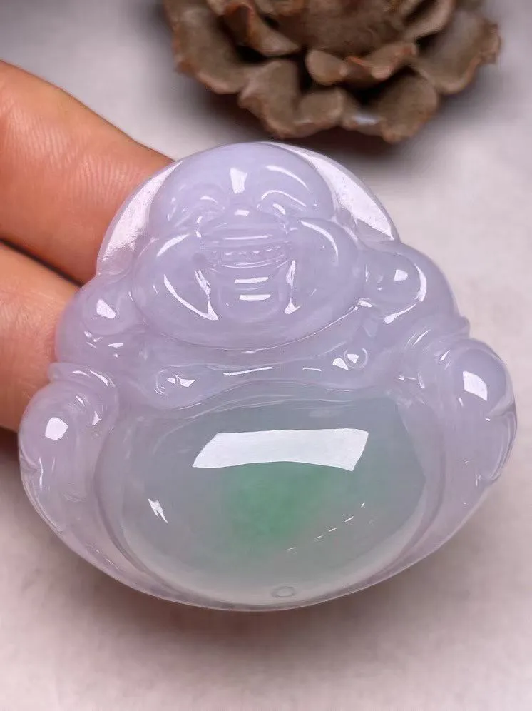 冰糯种俏色【大佛公】吊坠，种水好，玉质细腻 ，卖相好‘