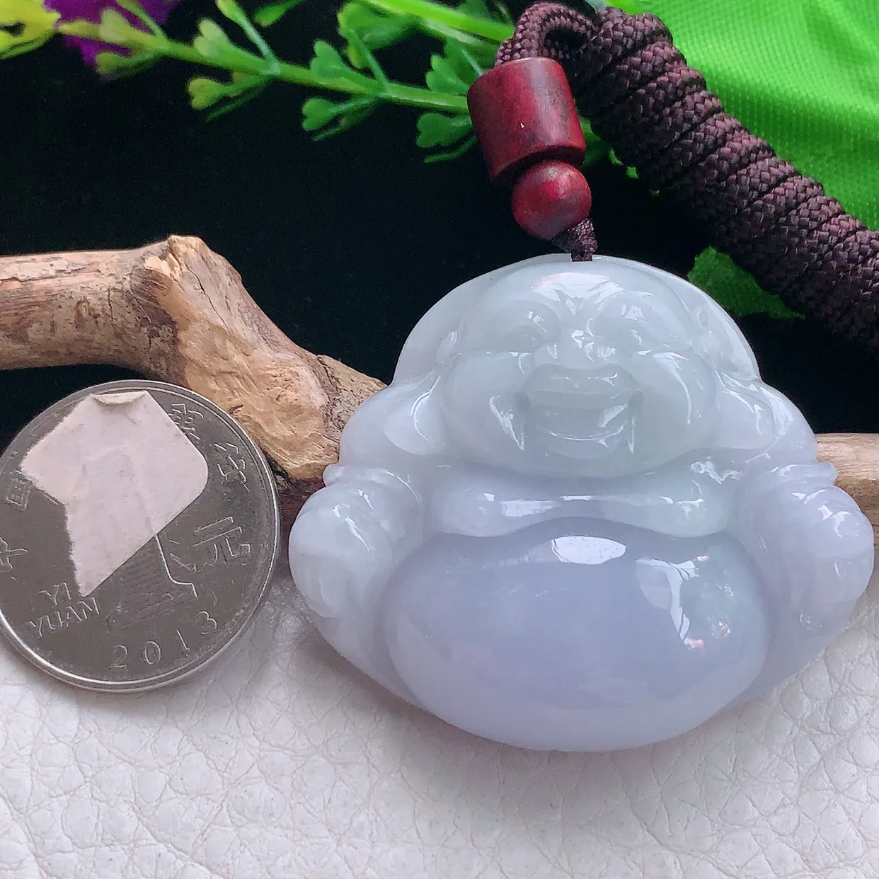 zen实拍39*45.2*11.8天然缅甸翡翠紫罗兰大佛公吊坠 弥勒佛毛衣坠