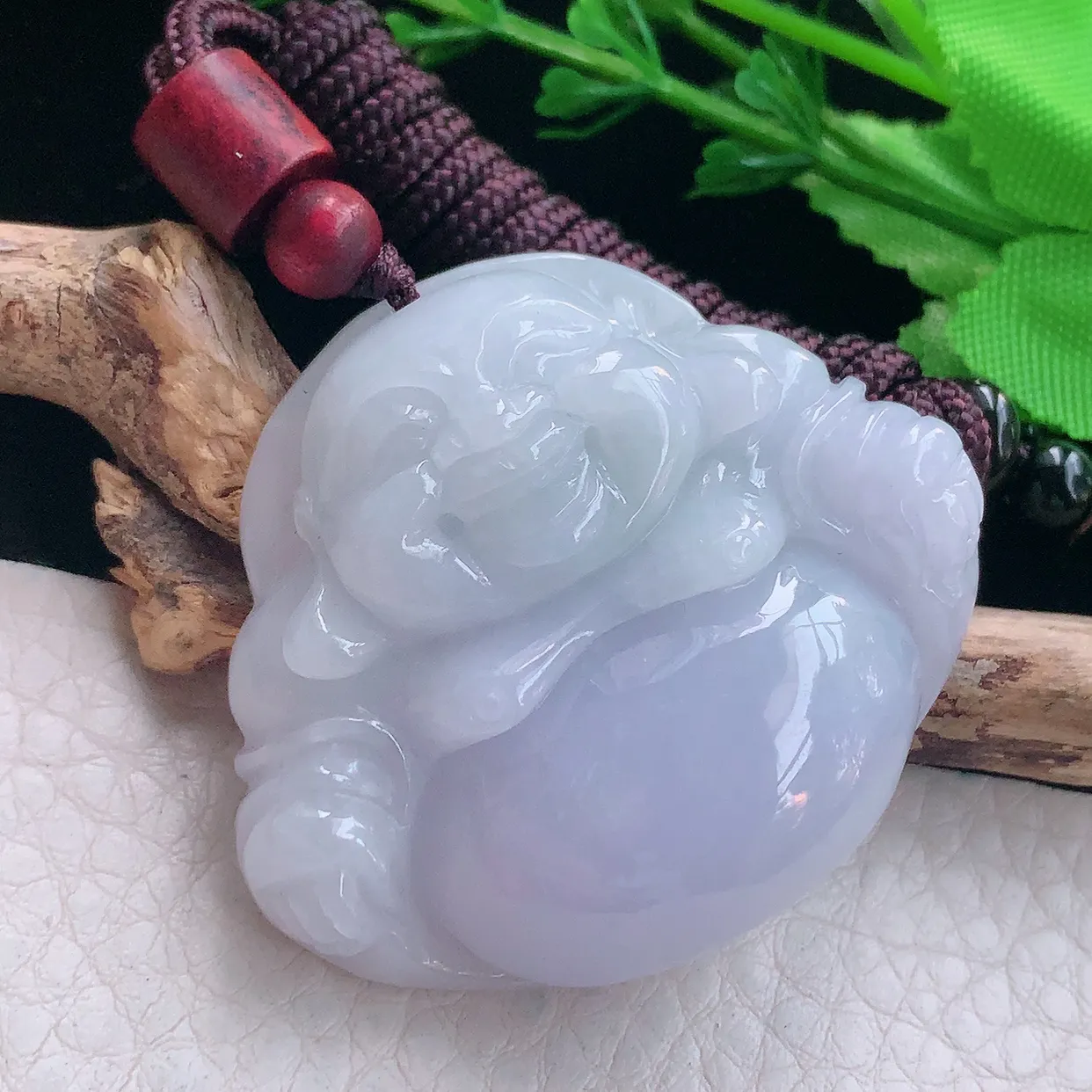 zen实拍39*45.2*11.8天然缅甸翡翠紫罗兰大佛公吊坠 弥勒佛毛衣坠