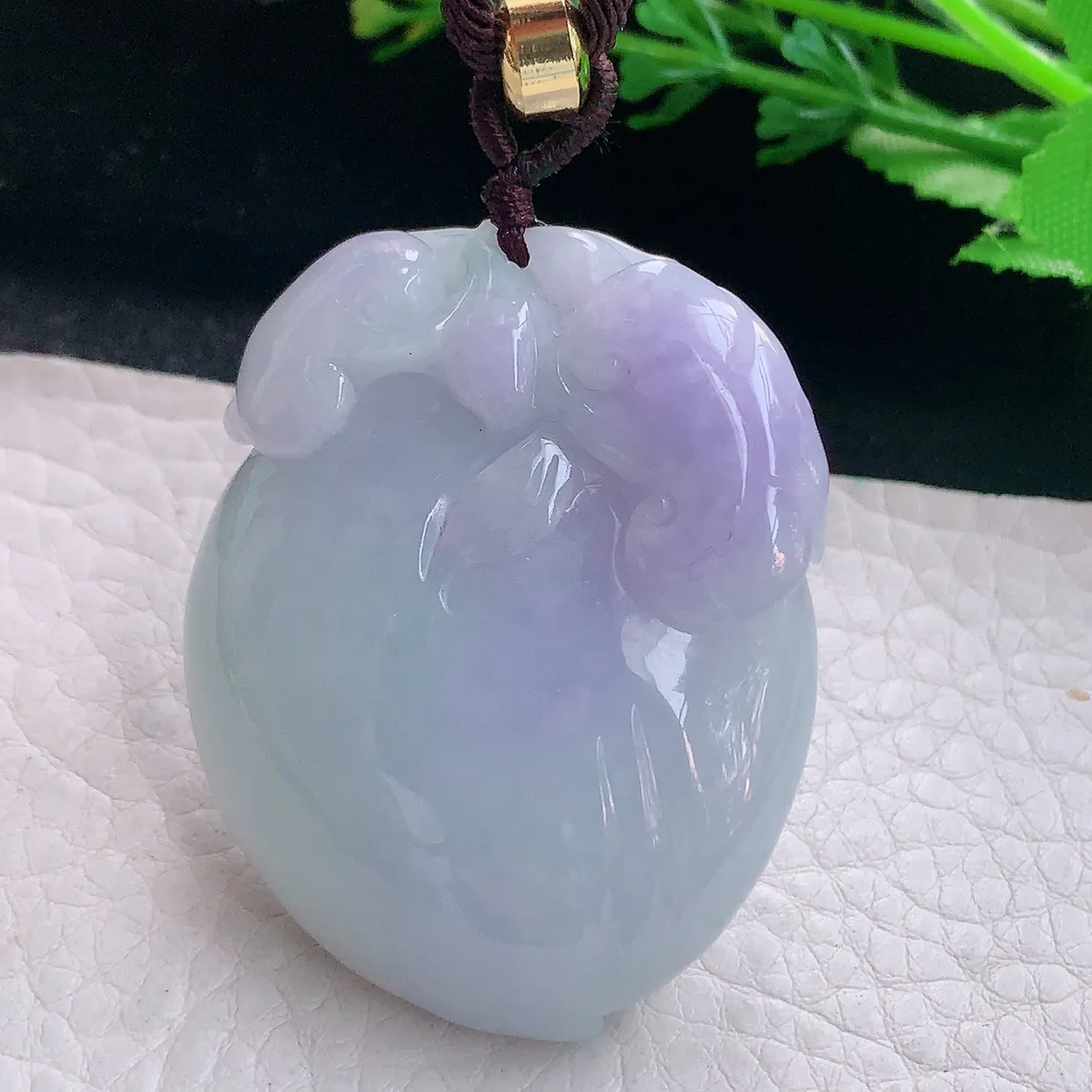 zen实拍47.5*36.8*12.5天然缅甸翡翠紫罗兰招财进财大寿桃吊坠 毛衣坠