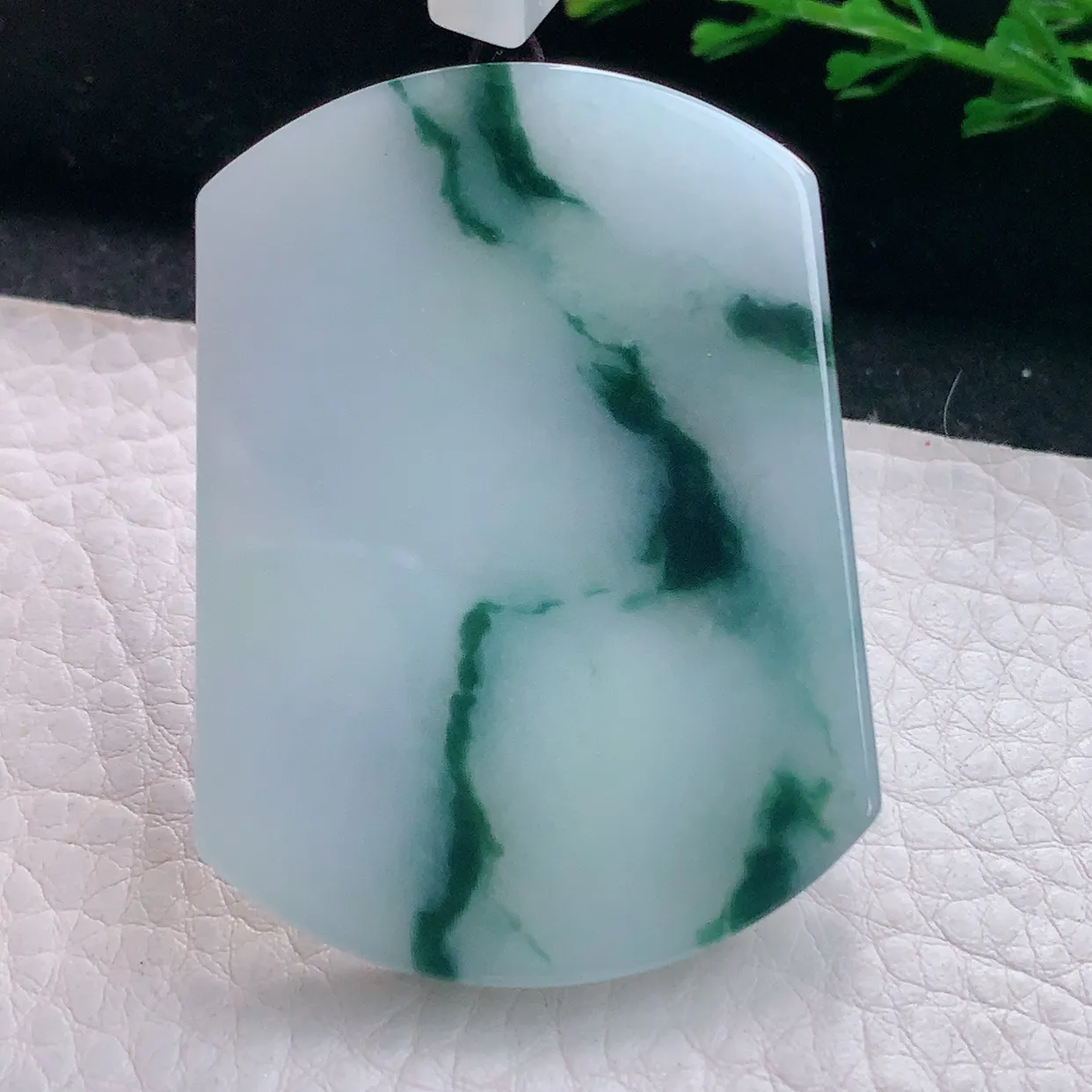 zen实拍52.5*39*6天然缅甸翡翠飘花平安无事牌吊坠 大气男款玉坠