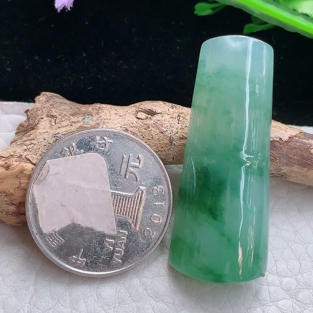 Lz实拍41.5*16.8*6.5天然缅甸翡翠冰透竹节吊坠 节节高升玉坠