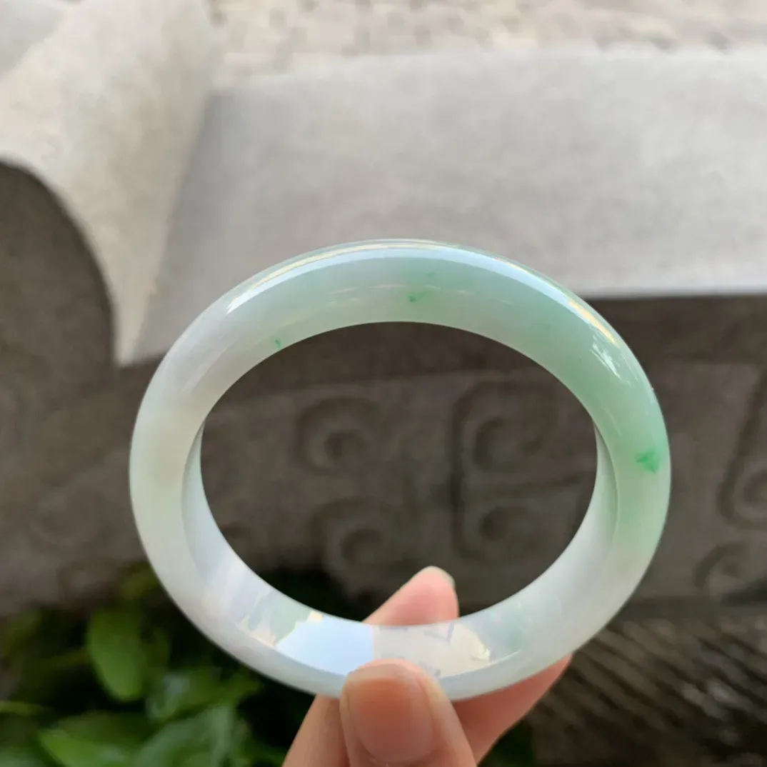 圈口 56.6-12.7-8.2【飘绿正圈手镯】正圈56 57可戴