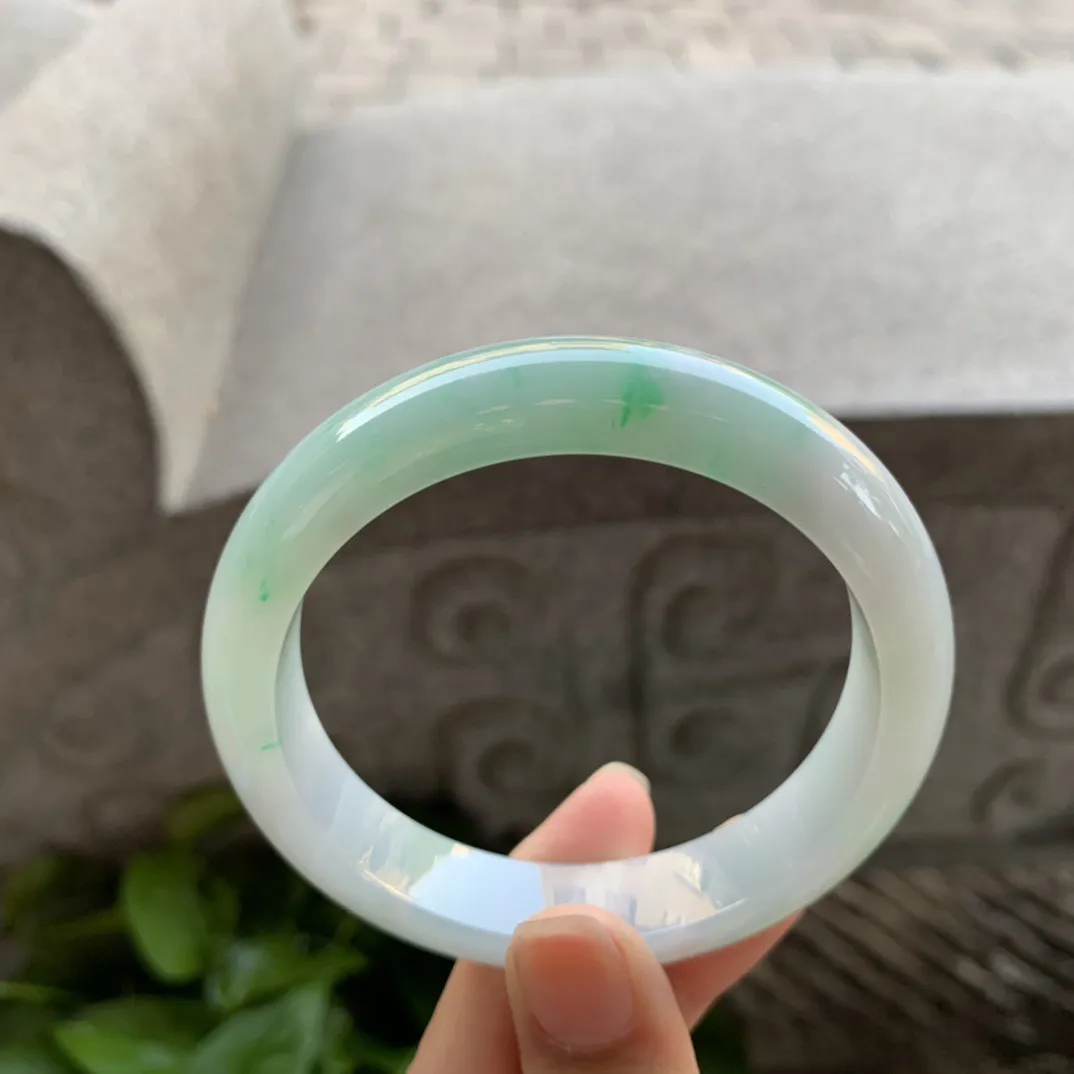 圈口 56.6-12.7-8.2【飘绿正圈手镯】正圈56 57可戴