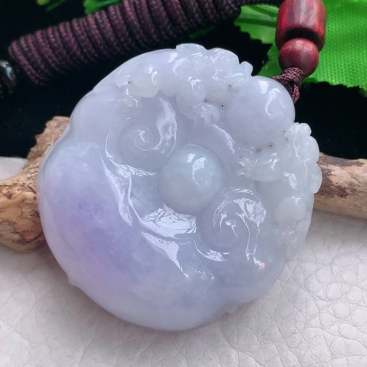 zen实拍46*42.5*12.5天然缅甸翡翠紫罗兰招财进财吊坠 貔貅守护财源滚滚毛衣坠