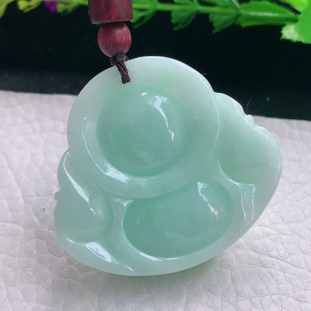 zen实拍41.8*46.3*12天然缅甸翡翠飘绿大肚佛公吊坠 弥勒佛毛衣坠