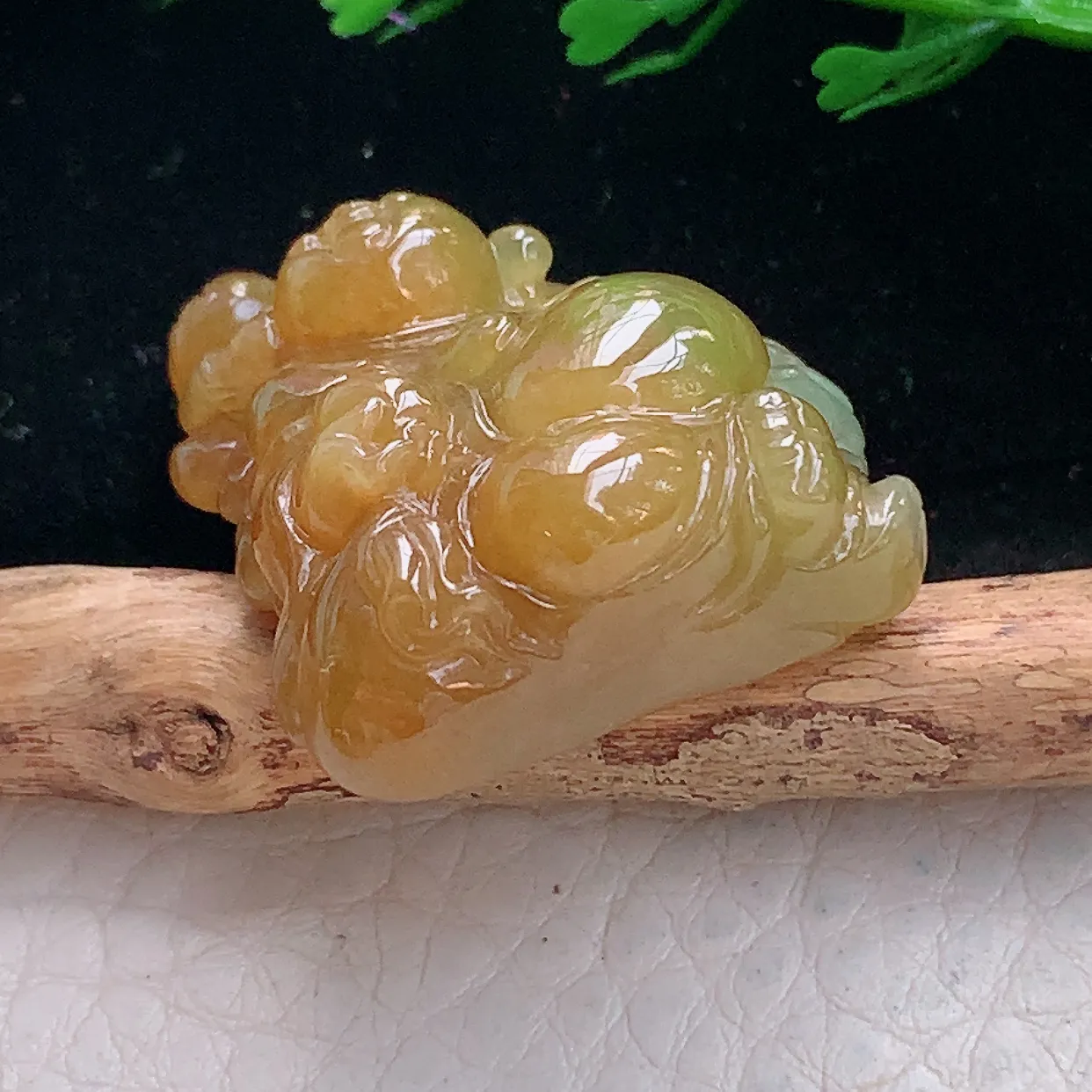 Lz实拍29.2*23.8*11.5天然缅甸翡翠冰糖黄弥勒佛吊坠 佛公玉坠