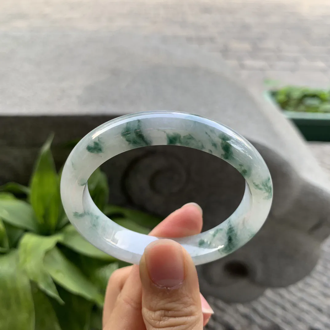 小圈口52.5-45.7-11.4-7.5 【冰飘花贵妃手镯】贵妃52 53可戴