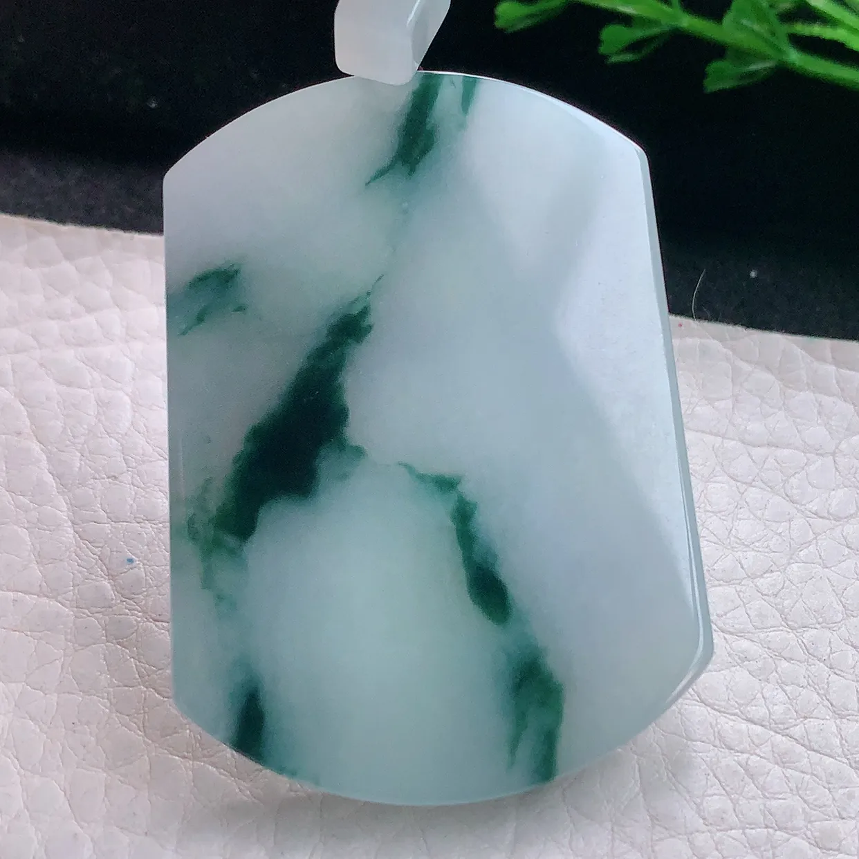 zen实拍52.5*39*6天然缅甸翡翠飘花平安无事牌吊坠 大气男款玉坠