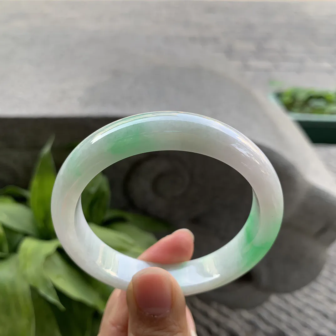 圈口 55.4-12.1-7.4 【飘阳绿正圈手镯】正圈55 56可戴