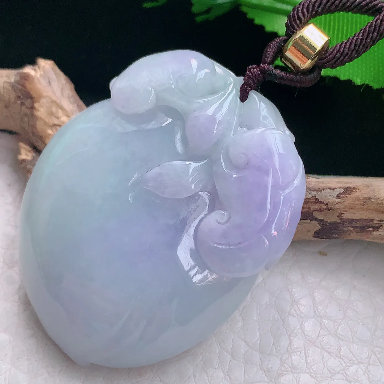 zen实拍47.5*36.8*12.5天然缅甸翡翠紫罗兰招财进财大寿桃吊坠 毛衣坠