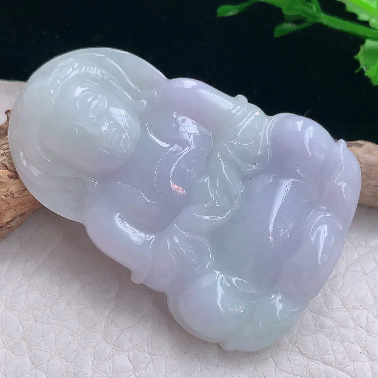 zen实拍52.2*36*6.8天然缅甸翡翠紫罗观音菩萨吊坠 观世音毛衣坠