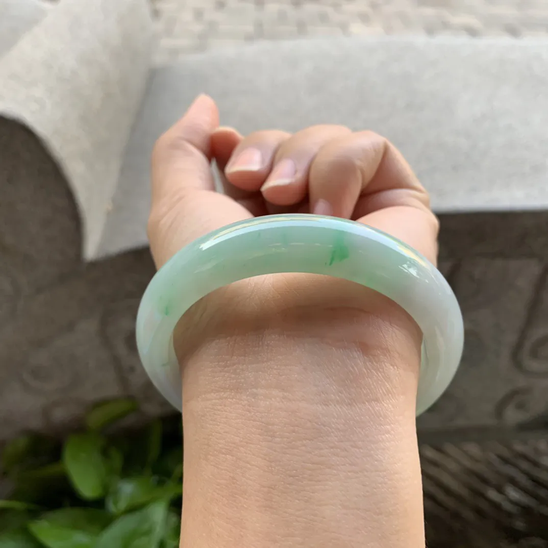 圈口 56.6-12.7-8.2【飘绿正圈手镯】正圈56 57可戴