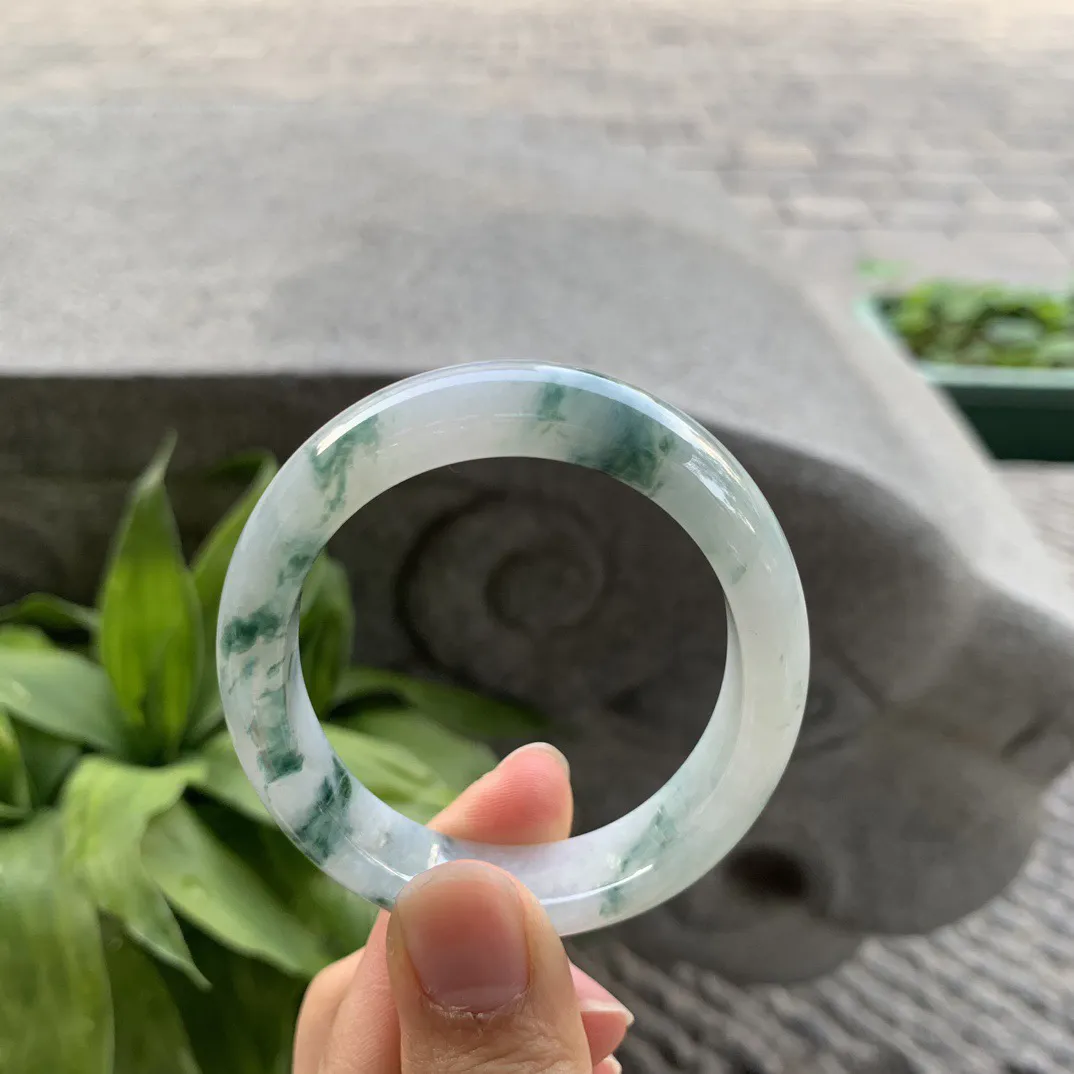 小圈口52.5-45.7-11.4-7.5 【冰飘花贵妃手镯】贵妃52 53可戴