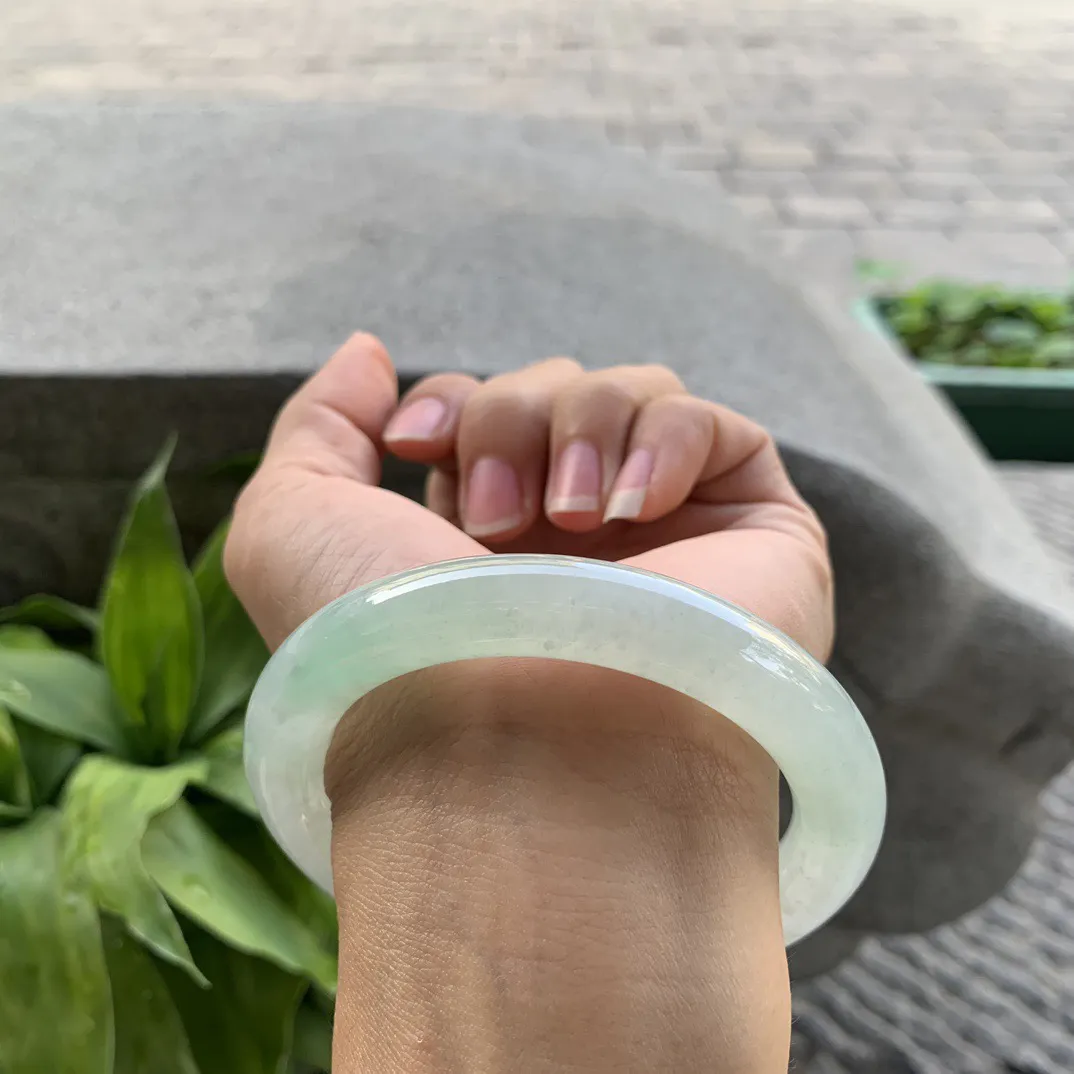 大圈口 58.1-10.5【冰晴绿圆条手镯】圆条58 59可戴