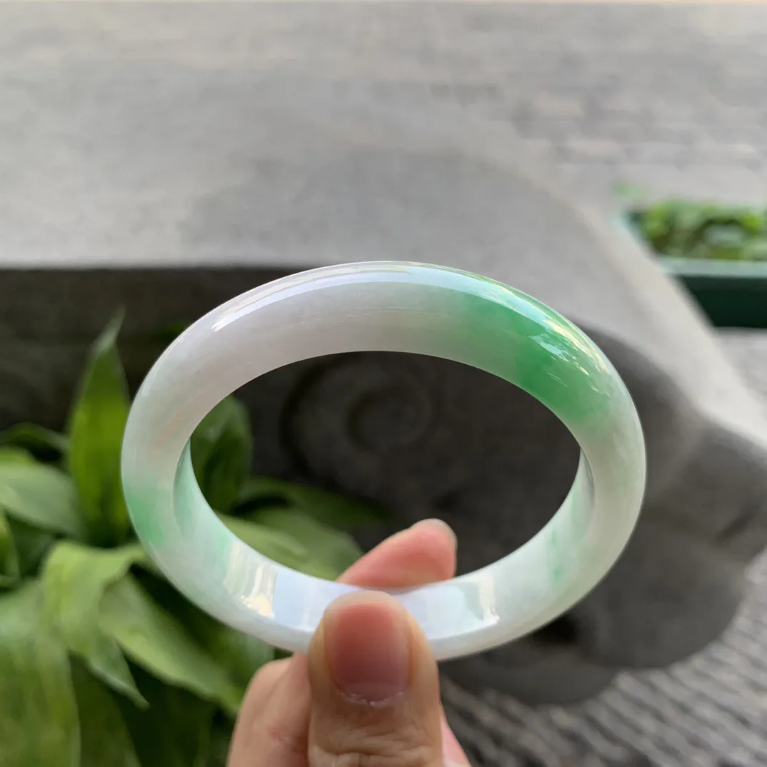 圈口 55.4-12.1-7.4 【飘阳绿正圈手镯】正圈55 56可戴