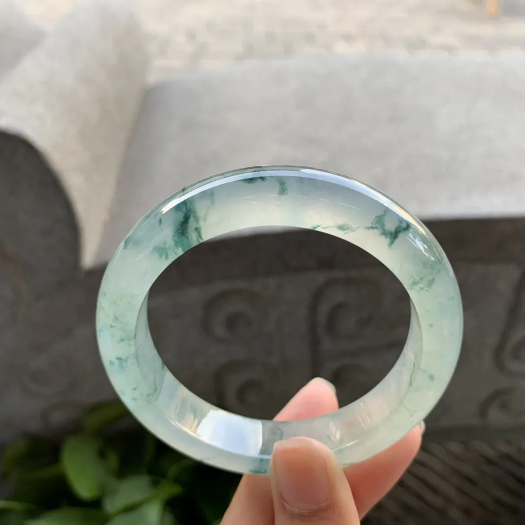 圈口 55.6-12.7-9【高冰飘花正圈手镯】正圈55 56可戴