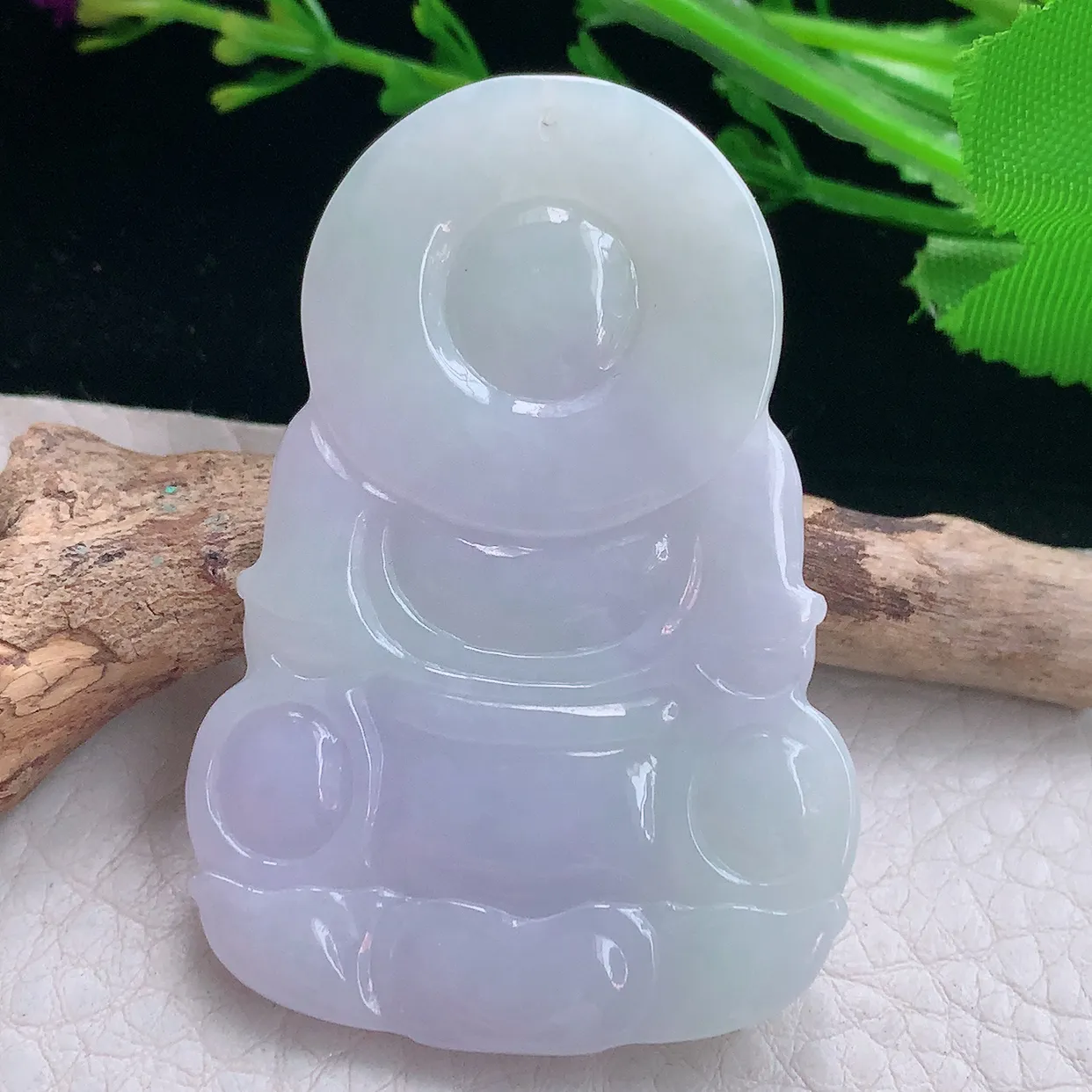 zen实拍52.2*36*6.8天然缅甸翡翠紫罗观音菩萨吊坠 观世音毛衣坠