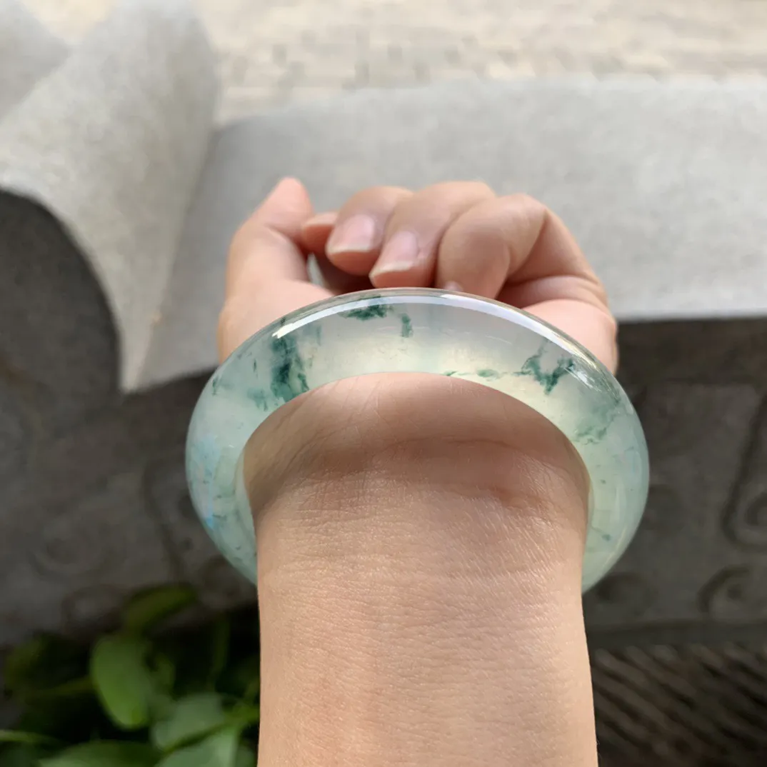 圈口 55.6-12.7-9【高冰飘花正圈手镯】正圈55 56可戴