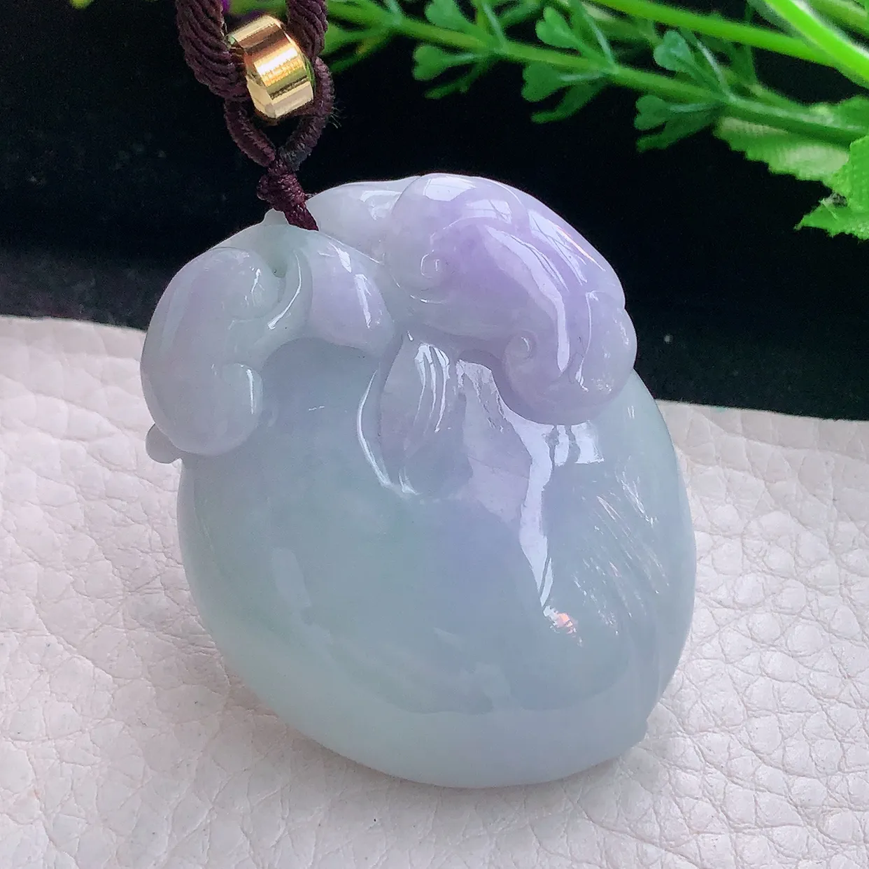 zen实拍47.5*36.8*12.5天然缅甸翡翠紫罗兰招财进财大寿桃吊坠 毛衣坠