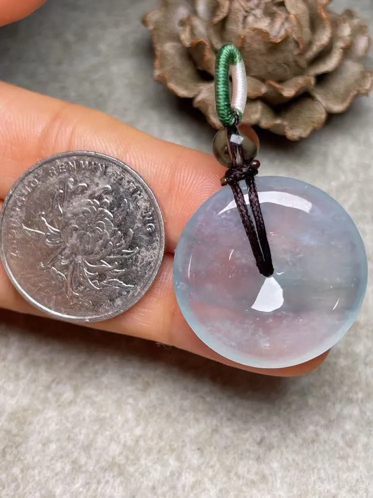 冰种【平安扣】吊坠，种水好，玉质细腻 ，卖相好‘