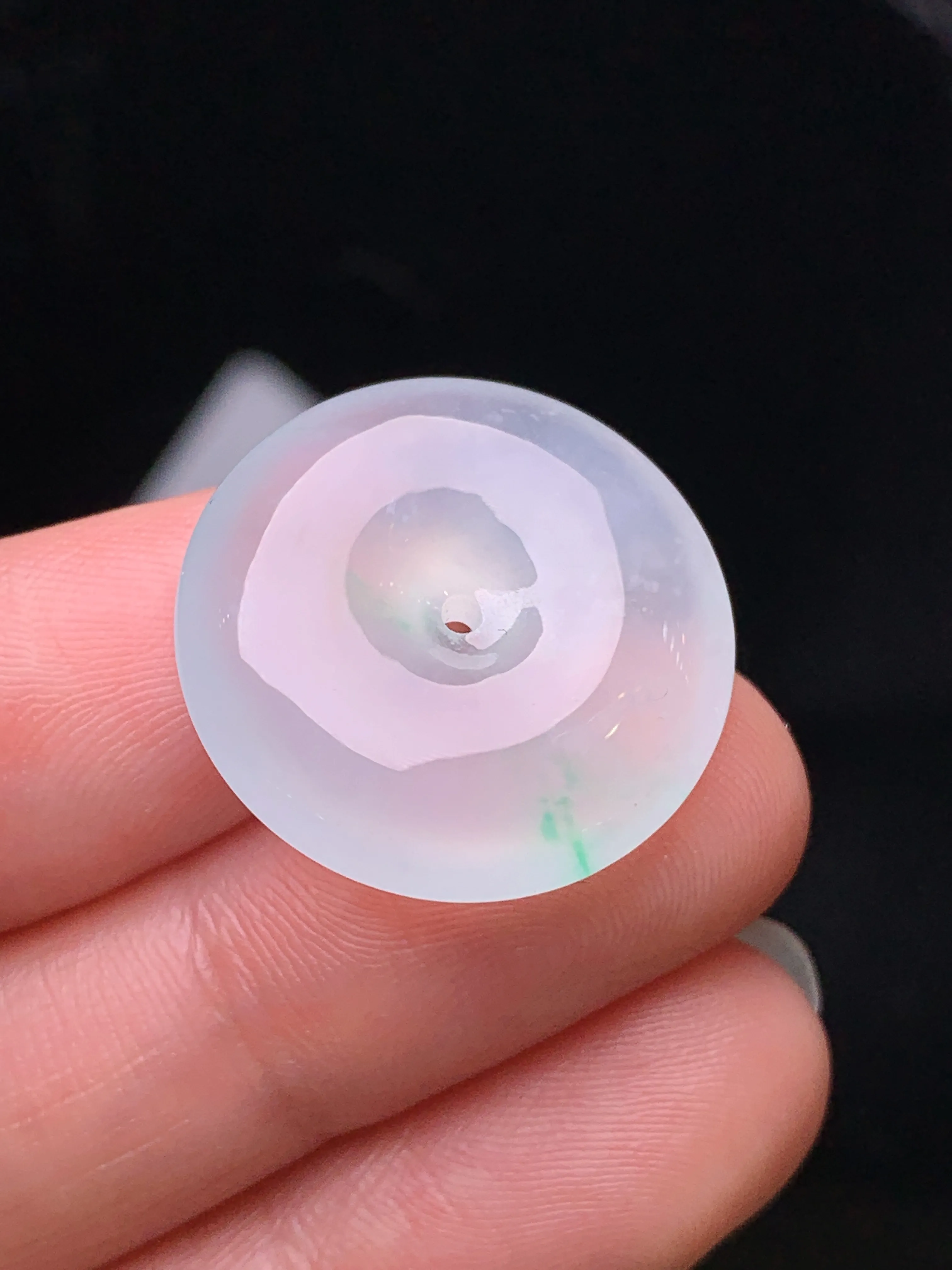 冰种平安扣吊坠 玉质细腻 色泽清新艳丽 整体尺寸21.5*6