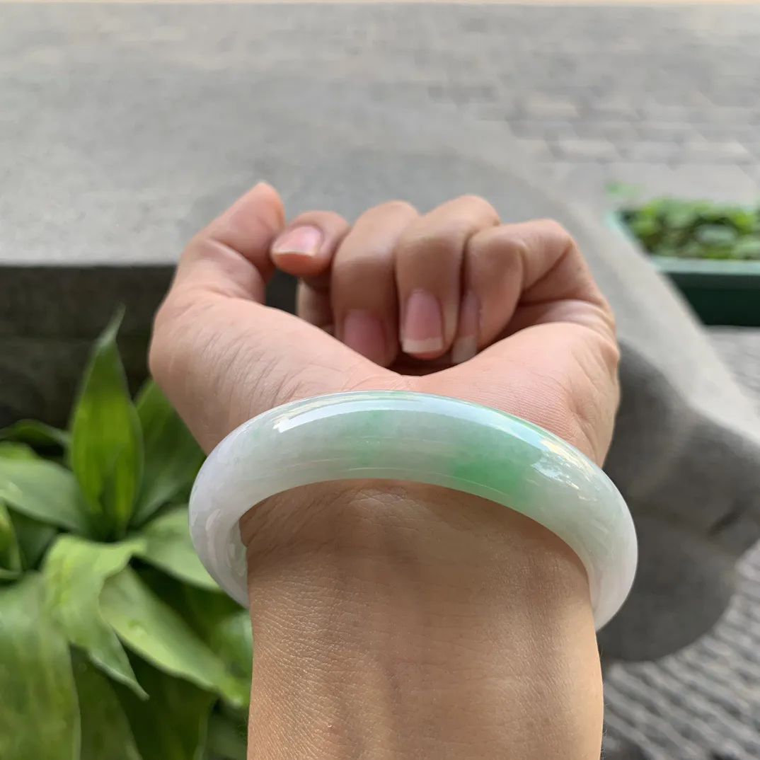 圈口 55.4-12.1-7.4 【飘阳绿正圈手镯】正圈55 56可戴