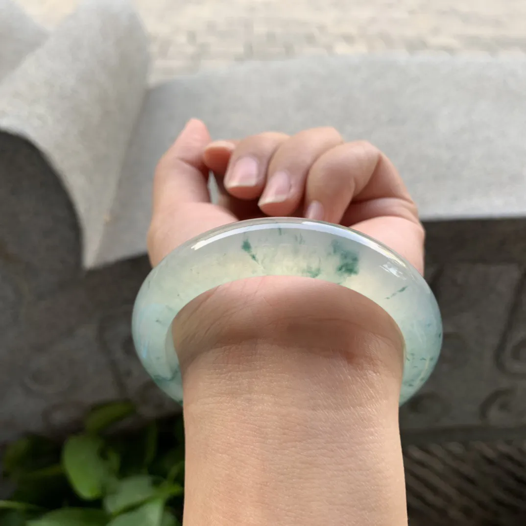 圈口 55.6-12.7-9【高冰飘花正圈手镯】正圈55 56可戴