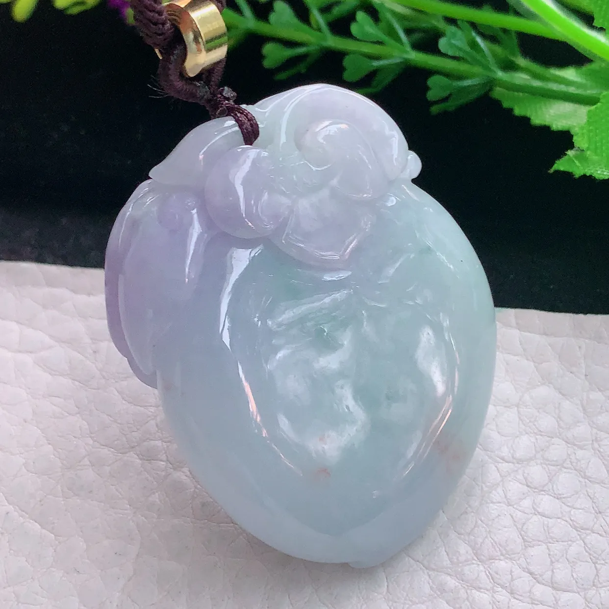 zen实拍47.5*36.8*12.5天然缅甸翡翠紫罗兰招财进财大寿桃吊坠 毛衣坠