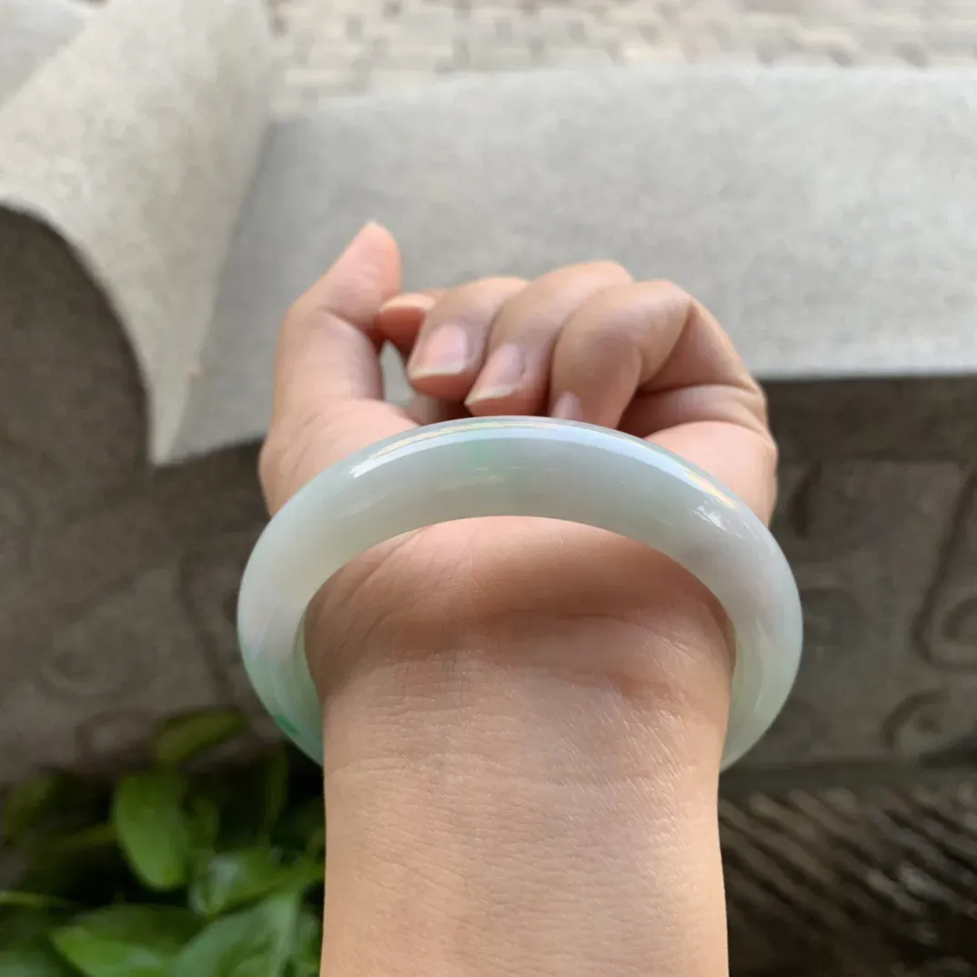 圈口 56.6-12.7-8.2【飘绿正圈手镯】正圈56 57可戴