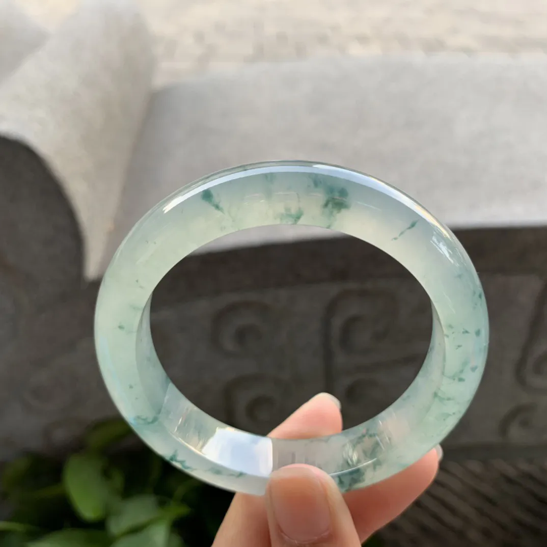 圈口 55.6-12.7-9【高冰飘花正圈手镯】正圈55 56可戴