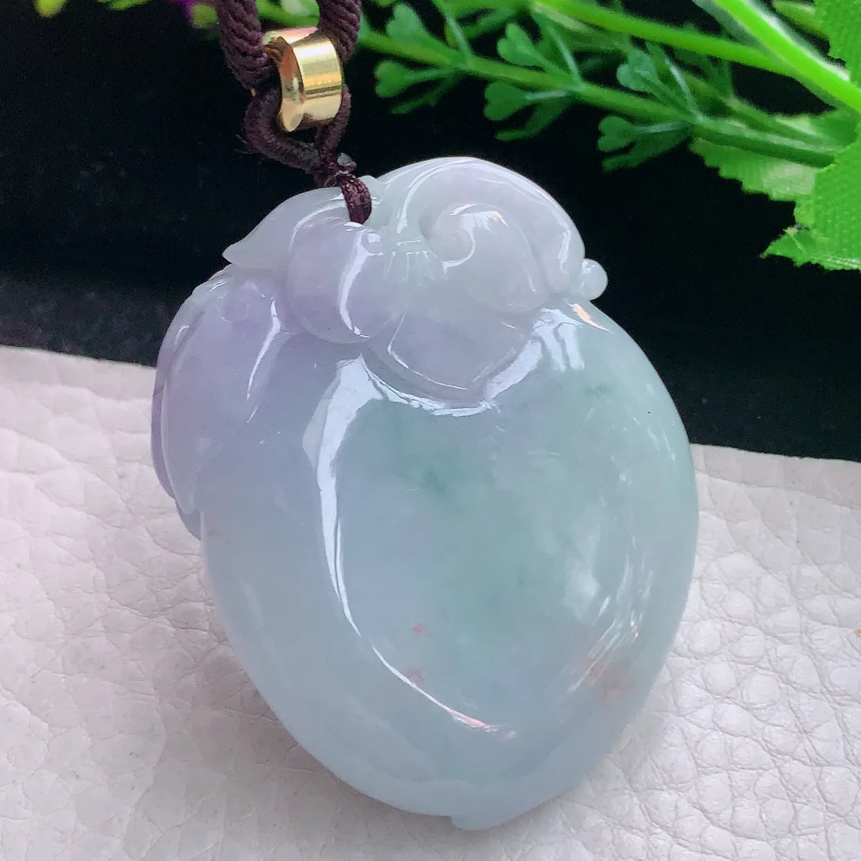 zen实拍47.5*36.8*12.5天然缅甸翡翠紫罗兰招财进财大寿桃吊坠 毛衣坠