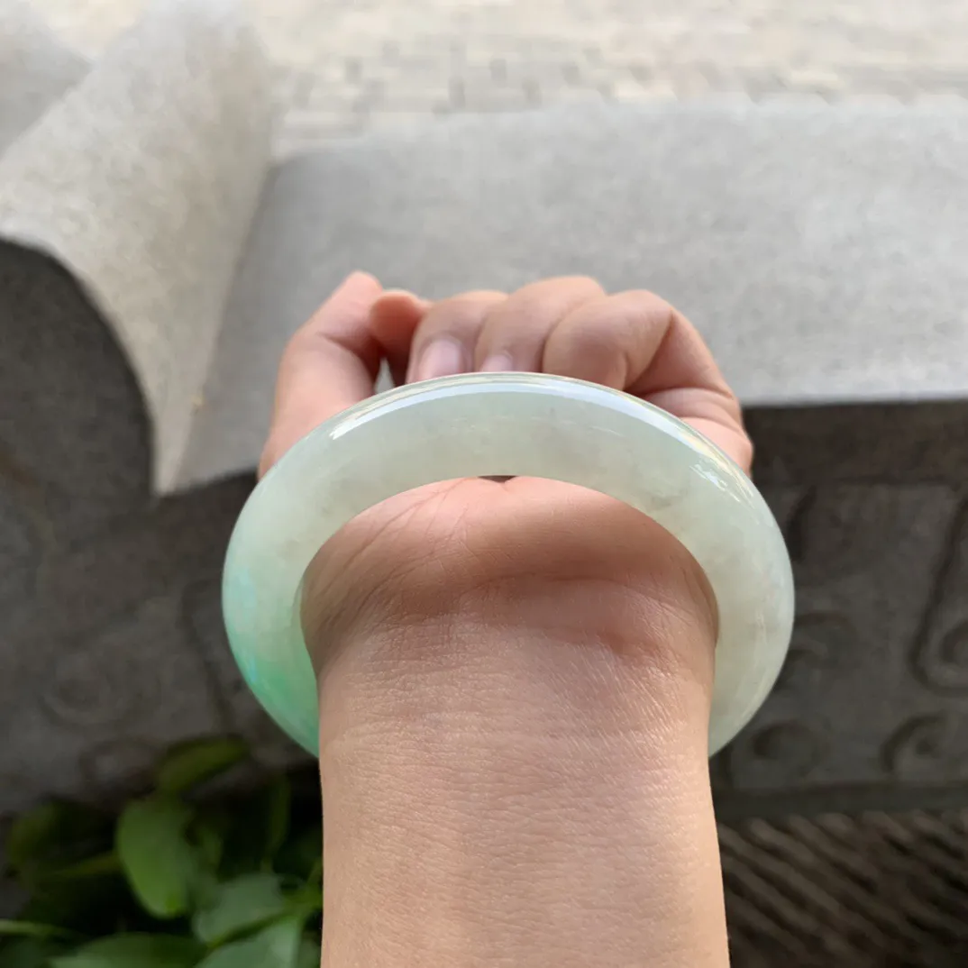 圈口 56.3-12.5-9.9【冰阳绿正圈手镯】正圈56 57可戴
