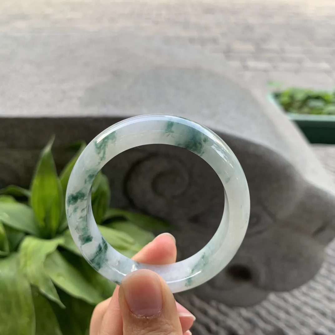 小圈口52.5-45.7-11.4-7.5 【冰飘花贵妃手镯】贵妃52 53可戴