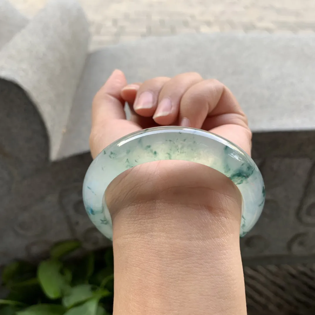 圈口 55.6-12.7-9【高冰飘花正圈手镯】正圈55 56可戴