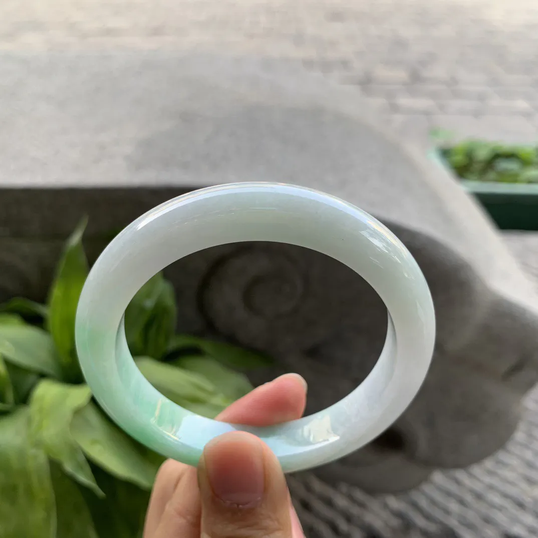 圈口 56.3-11.4-8.5【飘绿正圈手镯】正圈56 57可戴