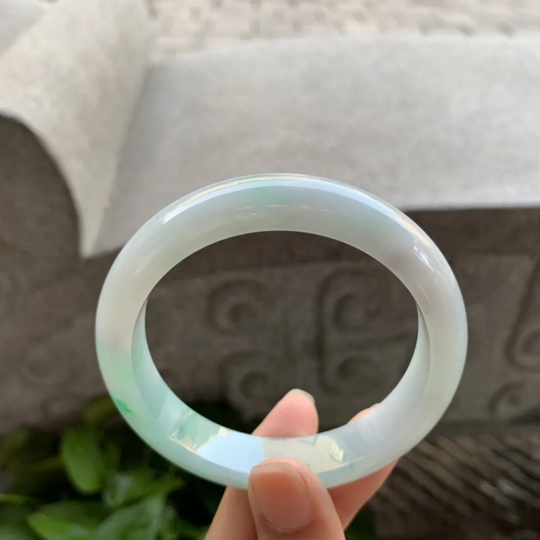 圈口 56.6-12.7-8.2【飘绿正圈手镯】正圈56 57可戴