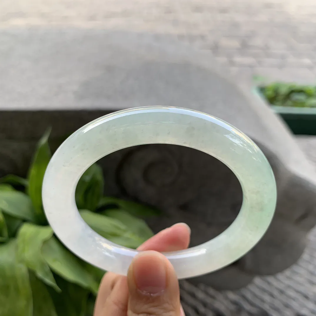 大圈口 58.1-10.5【冰晴绿圆条手镯】圆条58 59可戴