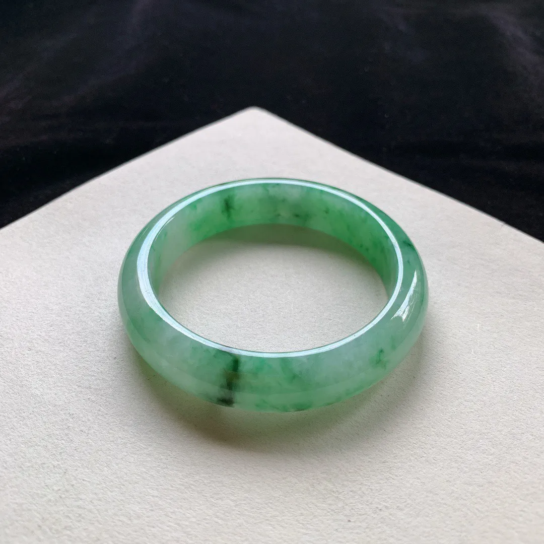 圈口56.3-13.5-8.1 【飘绿正圈手镯】正圈56 57可戴