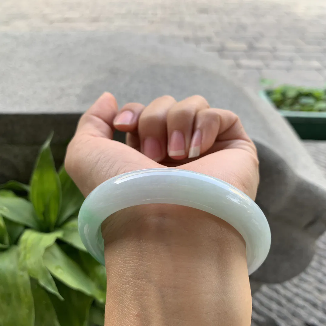 圈口 56.3-11.4-8.5【飘绿正圈手镯】正圈56 57可戴