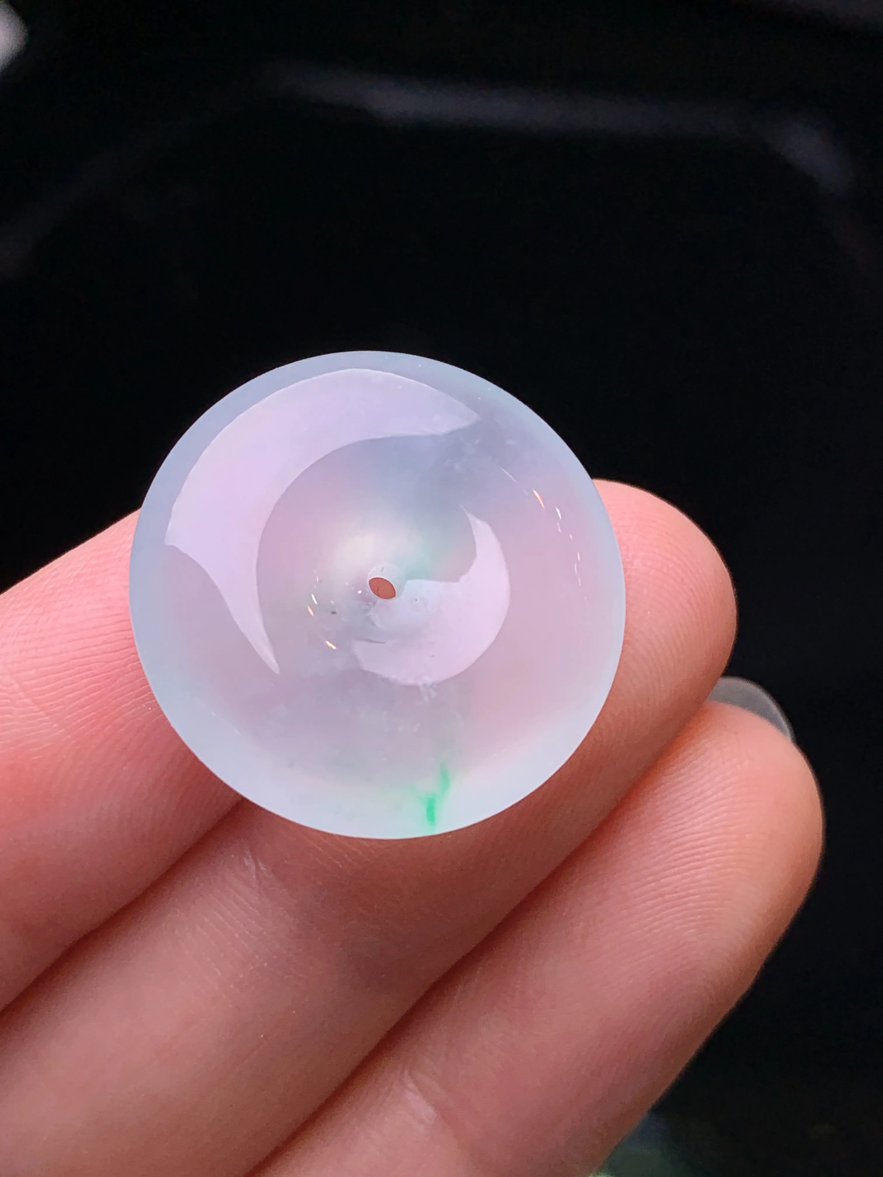 冰种平安扣吊坠 玉质细腻 色泽清新艳丽 整体尺寸21.5*6