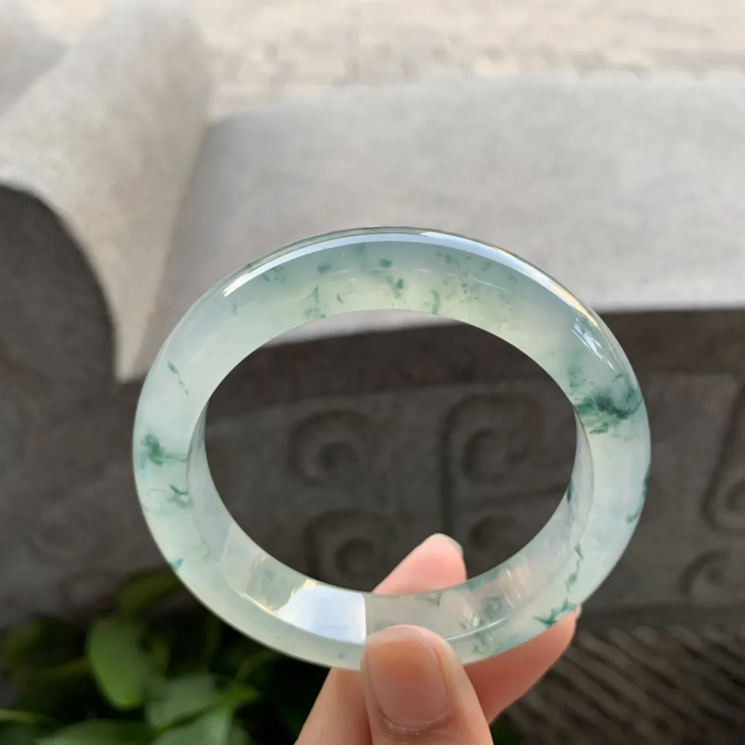 圈口 55.6-12.7-9【高冰飘花正圈手镯】正圈55 56可戴