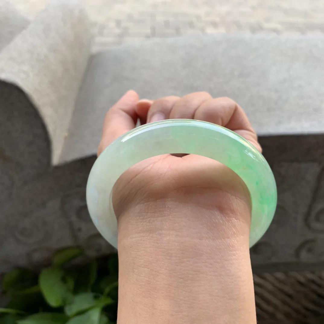 圈口 56.3-12.5-9.9【冰阳绿正圈手镯】正圈56 57可戴