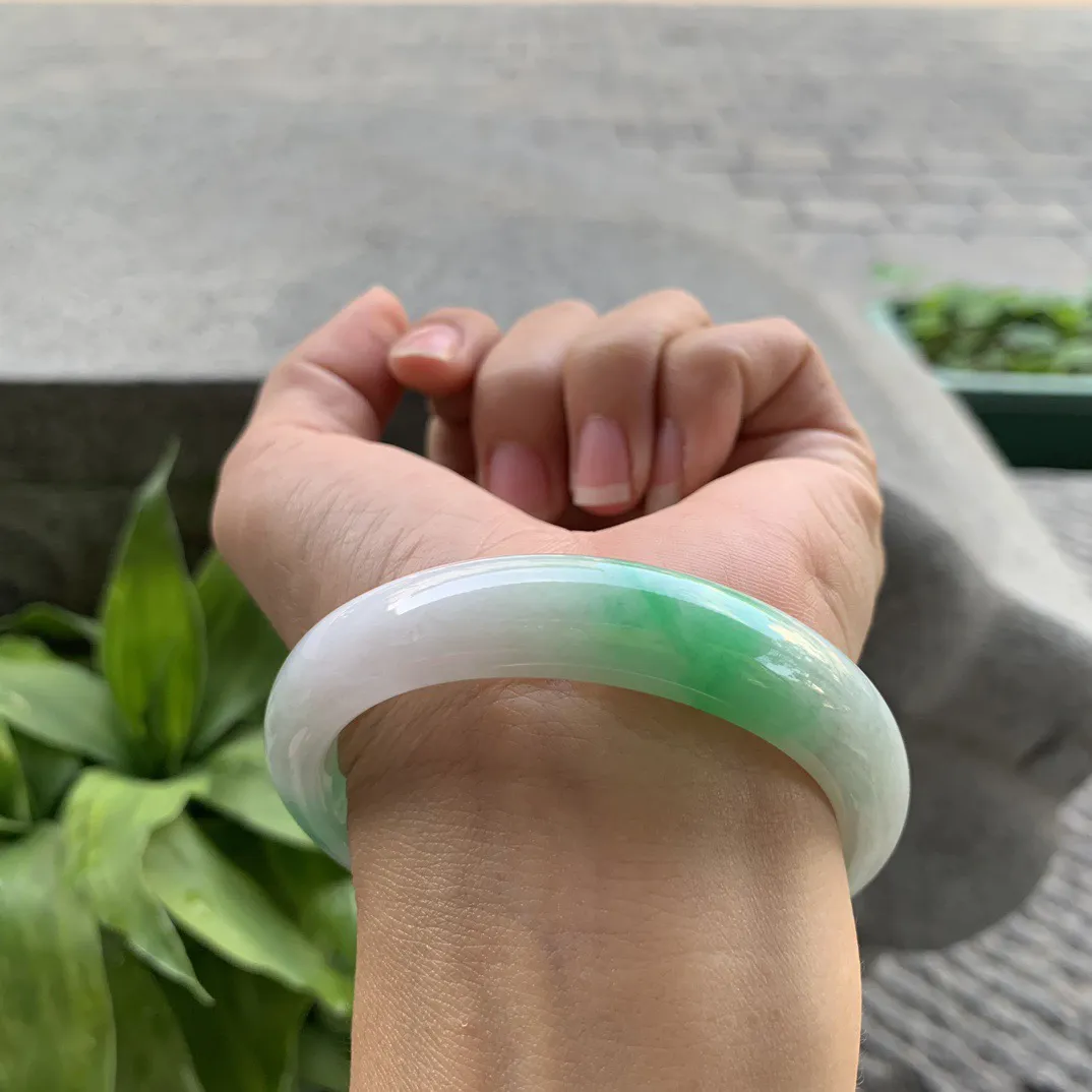 圈口 55.4-12.1-7.4 【飘阳绿正圈手镯】正圈55 56可戴