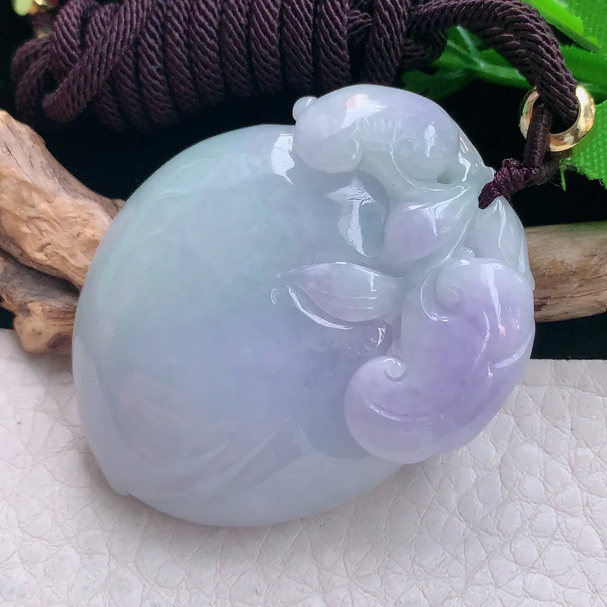 zen实拍47.5*36.8*12.5天然缅甸翡翠紫罗兰招财进财大寿桃吊坠 毛衣坠