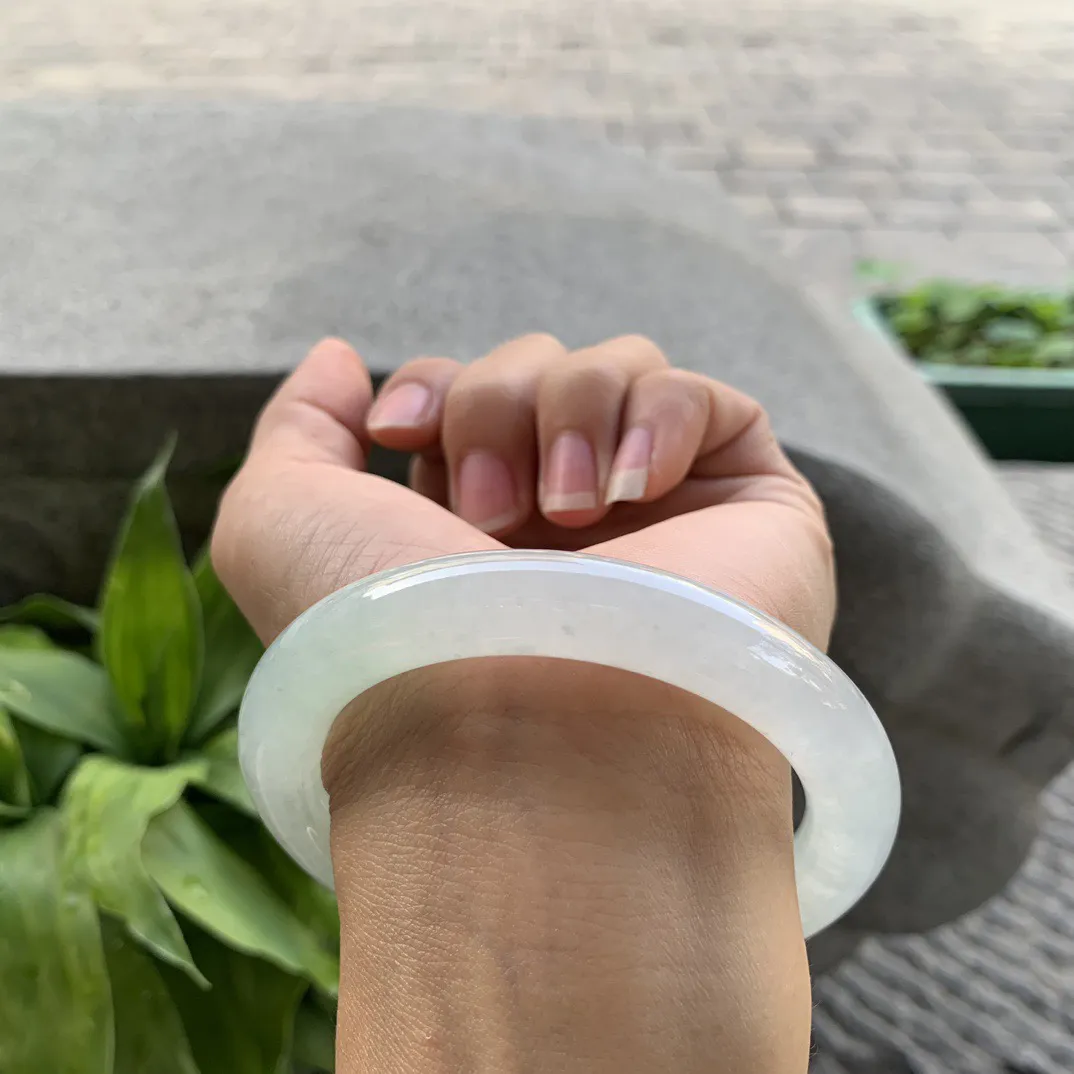 大圈口 58.1-10.5【冰晴绿圆条手镯】圆条58 59可戴