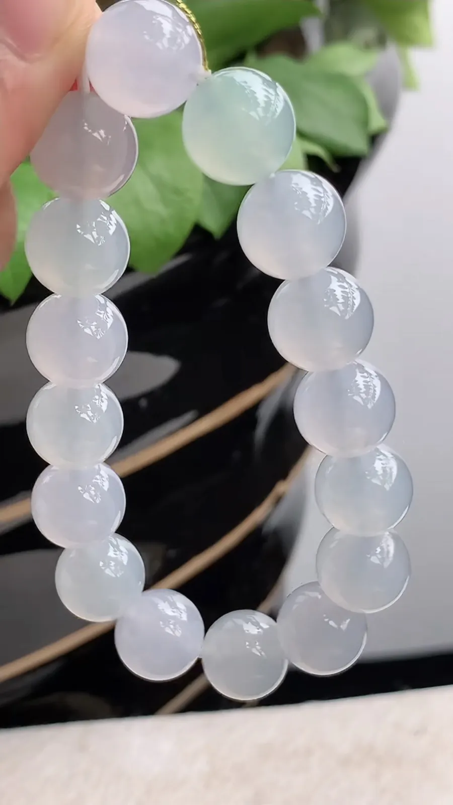 a货翡翠冰种白月光圆珠佛珠手串16颗 尺寸12mm 重量51.92g 1216