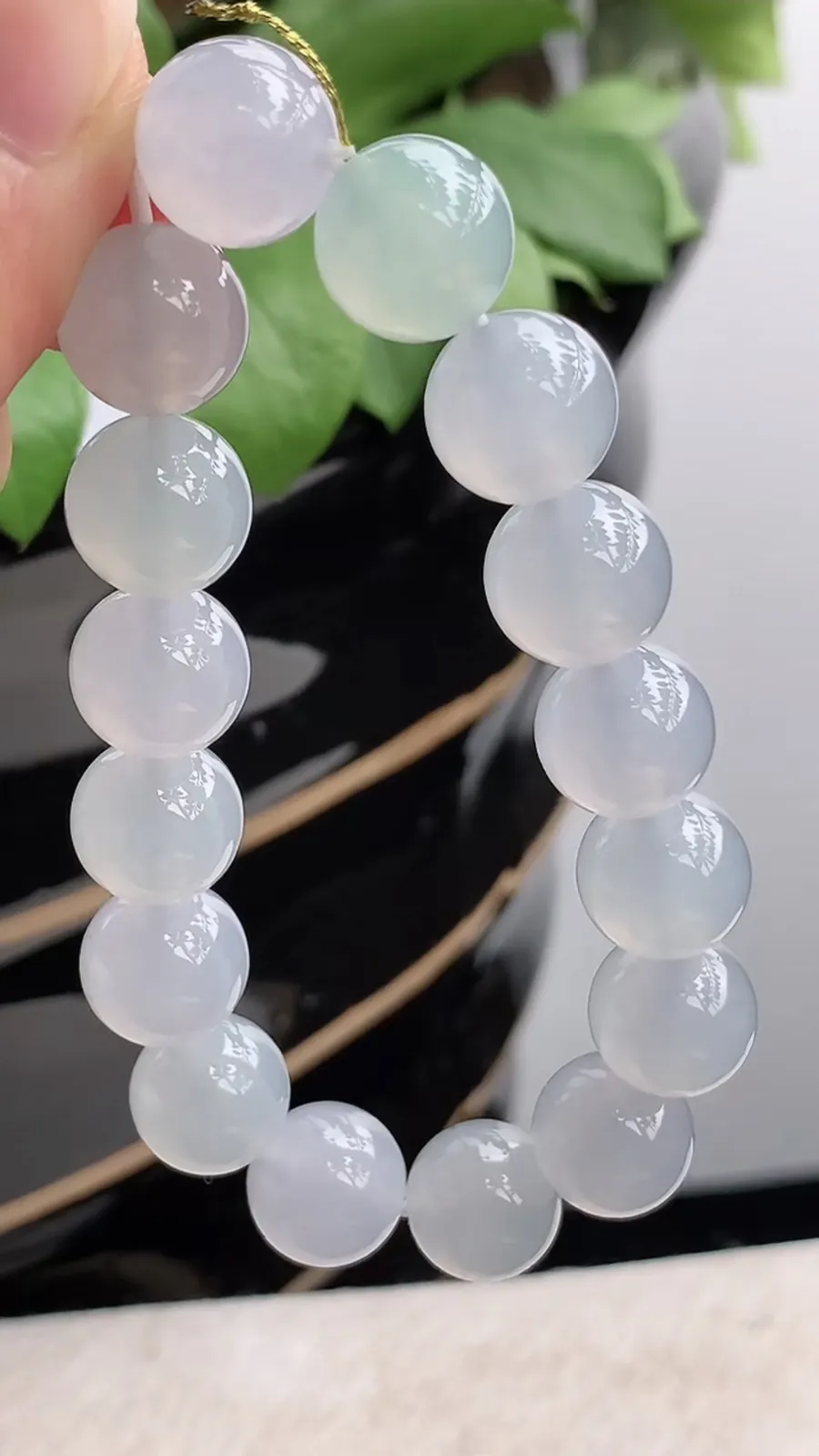 a货翡翠冰种白月光圆珠佛珠手串16颗 尺寸12mm 重量51.92g 1216