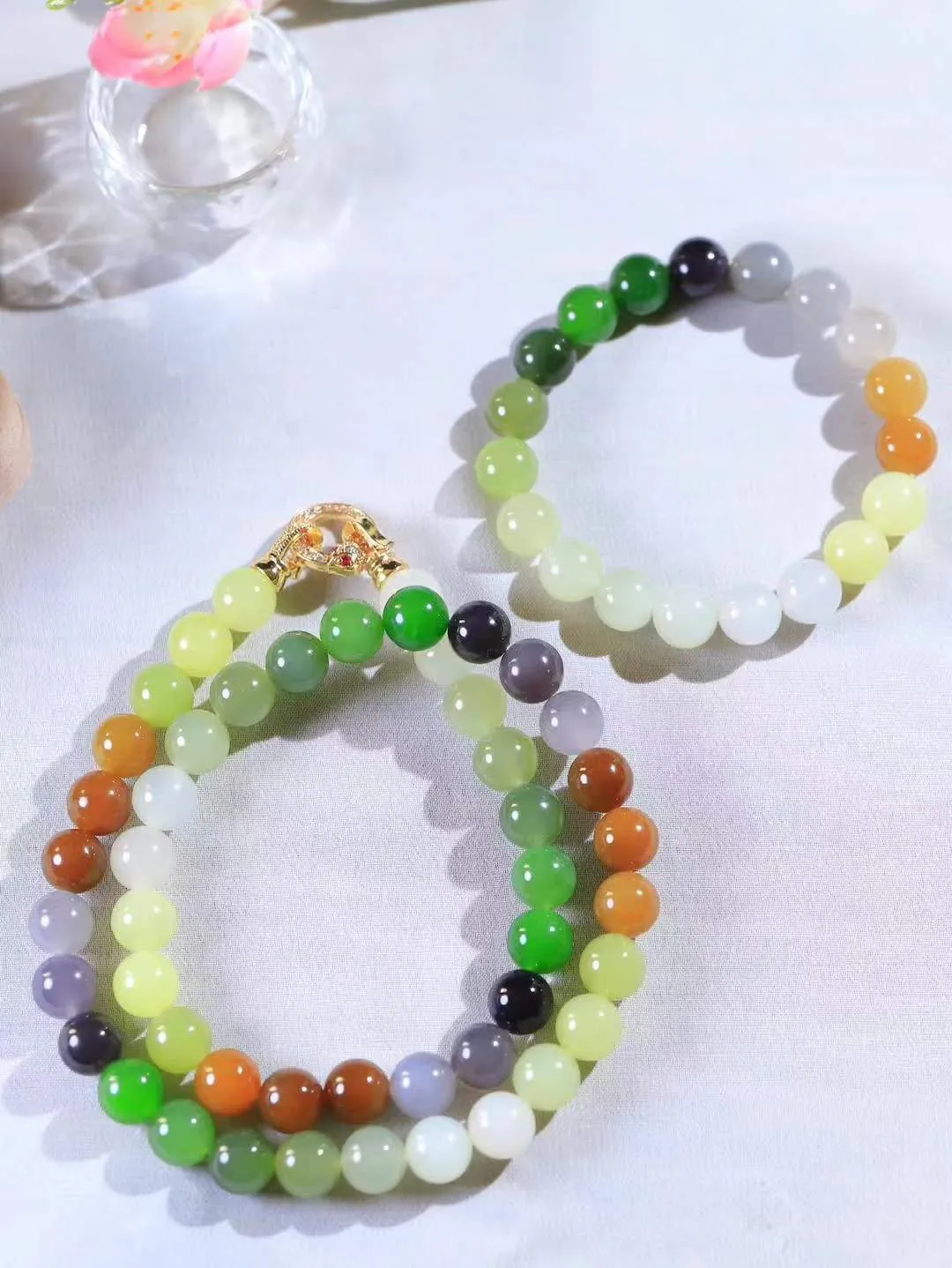 一套【珠圆玉润.套装】

精品和田玉多宝珠圆玉润项链 手串玉质细腻油润 饱满光滑 质朴无华，悠远简