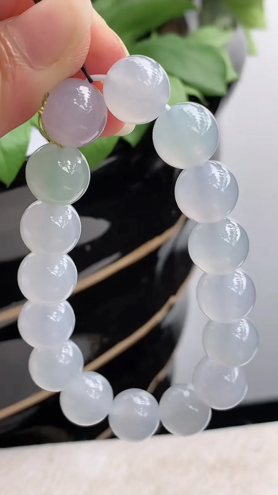 a货翡翠冰种白月光圆珠佛珠手串16颗 尺寸12mm 重量51.92g 1216